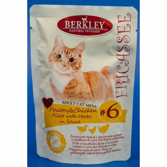 Spider Berkley Nr. 6 für Katzen, Frikassee Geflügel mit Hühnerstücken und Kräutern in Sauce, 85g 217653