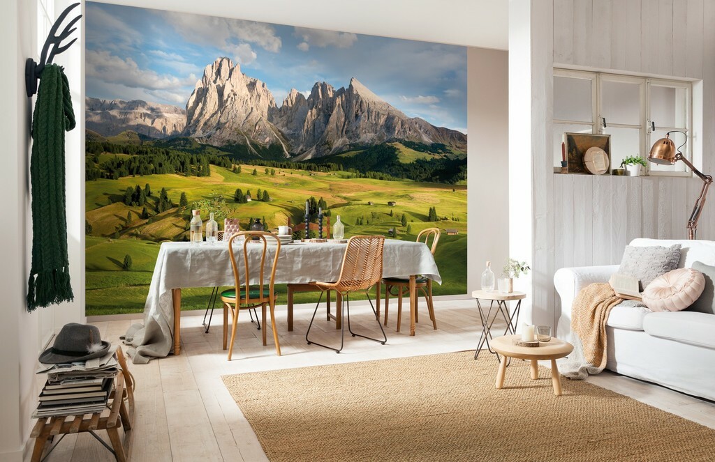 Photo wallpaper with a large canvas in the interior