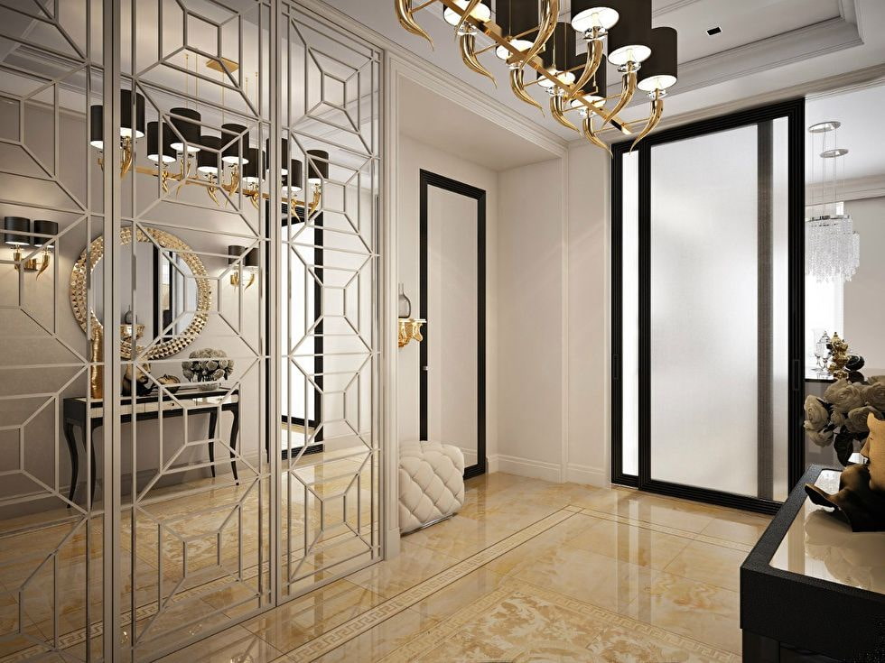 Luxurious wardrobe in the art deco style hallway