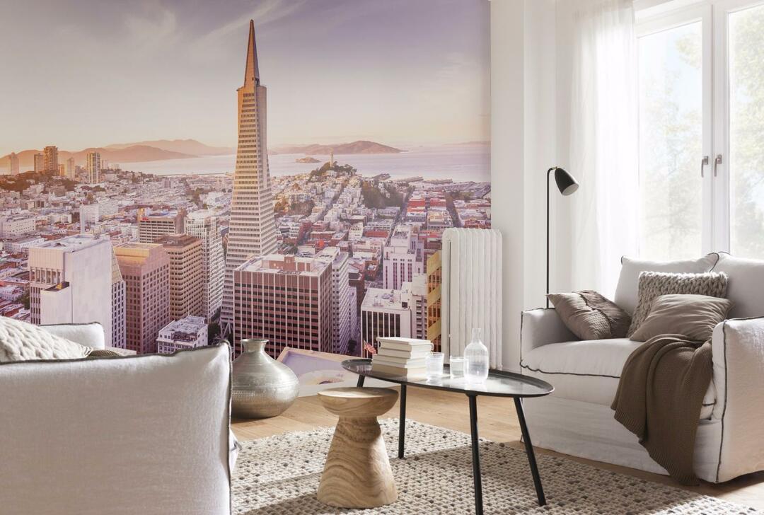Photo wallpaper with a city view in the interior