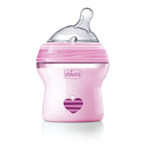 Natūralus rožinis butelis, pakreiptas žindukas su lenkikliais, 0 m +, 150 ml („Chicco“, buteliai ir žindukai)