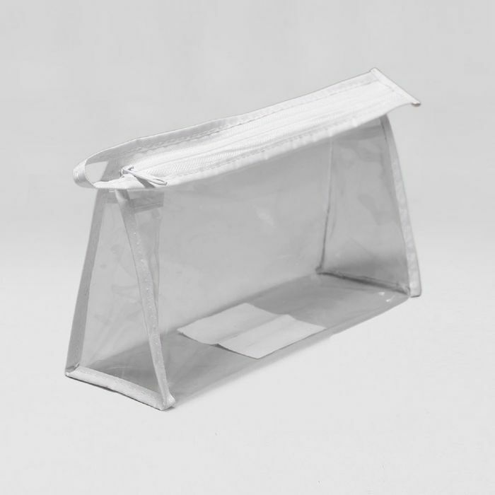 Badstue kosmetikkpose med glidelås, 1 seksjon, hvit