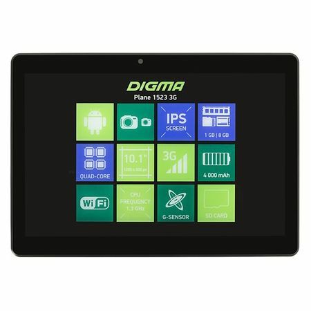 Planšetdators DIGMA Plane 1523 3G, 1 GB, 8 GB, 3G, Android 7.0 melns [ps1135mg]
