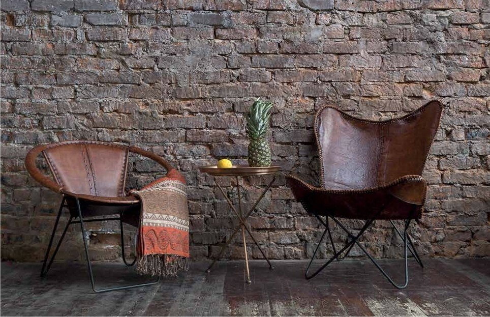 Industrial style leather armchair