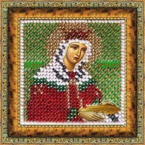 Tegning på stof Broderi mosaik kunst. 4032 Ikon for St. Tsarina Elena 6,5x6,5 cm