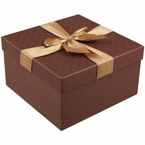 Caja regalo Rombo marrón 21 * 21 * 12cm, decoración. arco, cartón