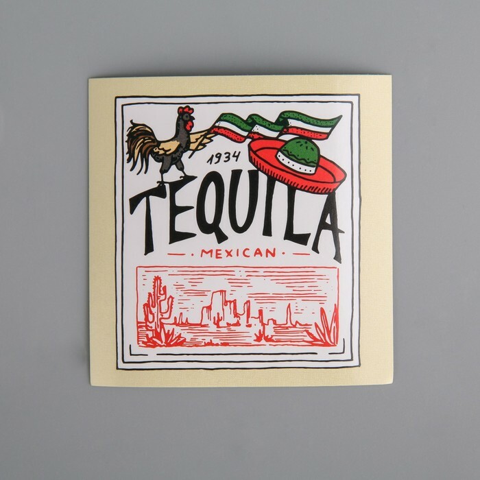 Flessensticker " Tequila", rood