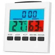 Orologio da tavolo con sveglia digitale con termometro igrometro LCD