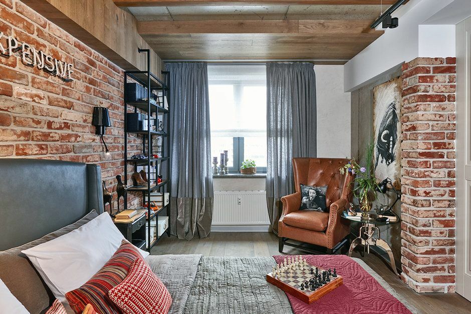 Brickwork in the interior of a loft-style apartment