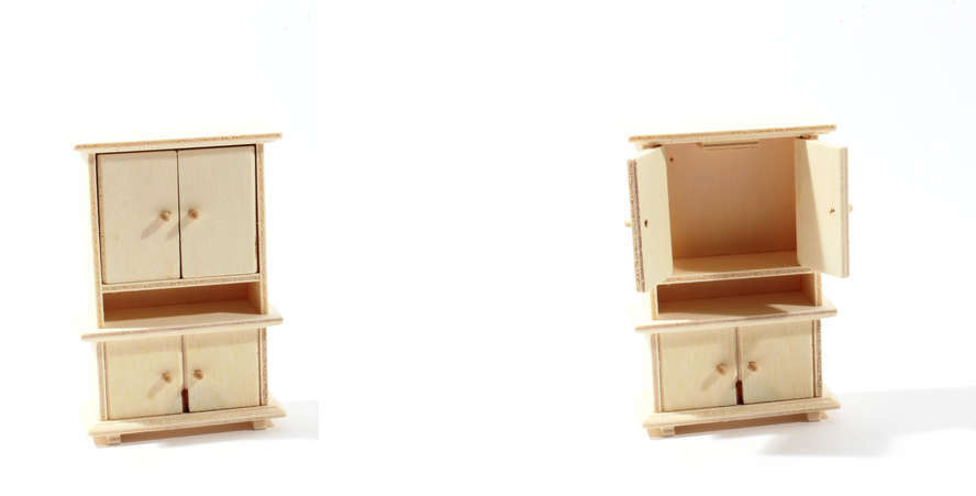 Set voor creativiteit Blank houten dressoir, 10,5 * 7 * 3 cm