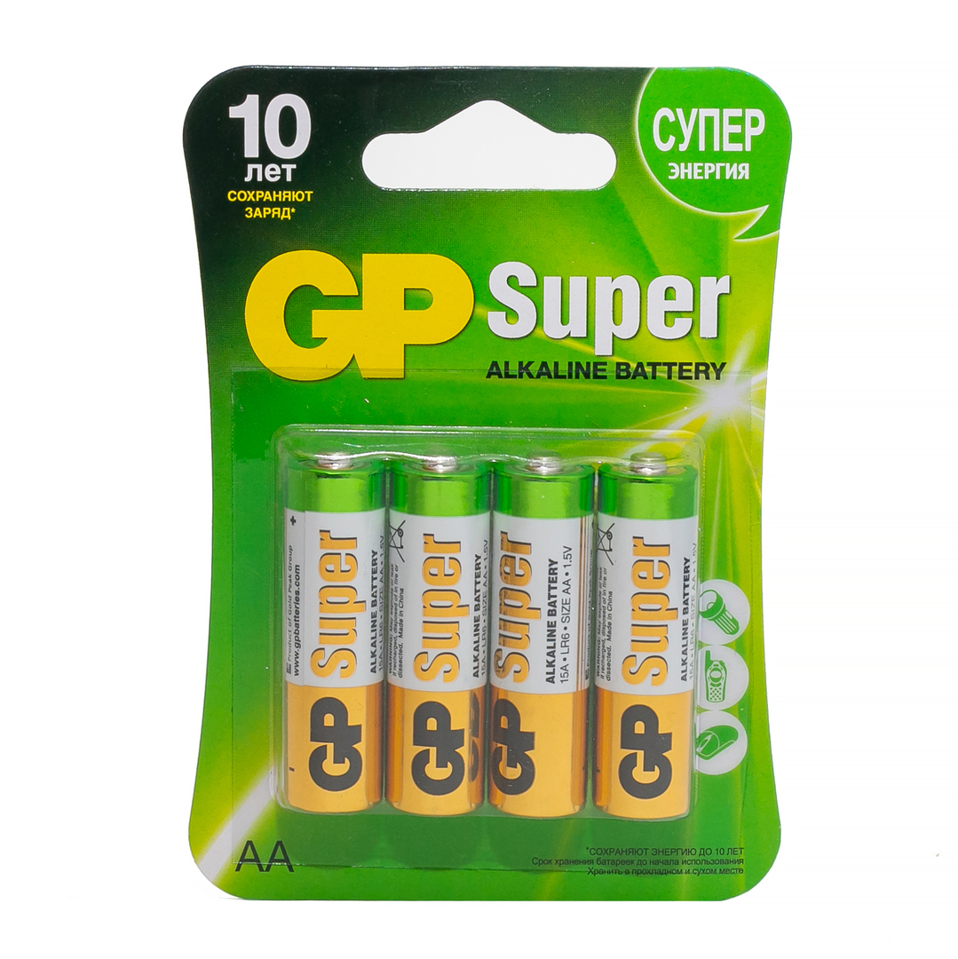 Bateria GP Baterias Super Alcalinas AA (15A-CR4) 4 peças