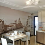 Wallpaper in the kitchen and dining room