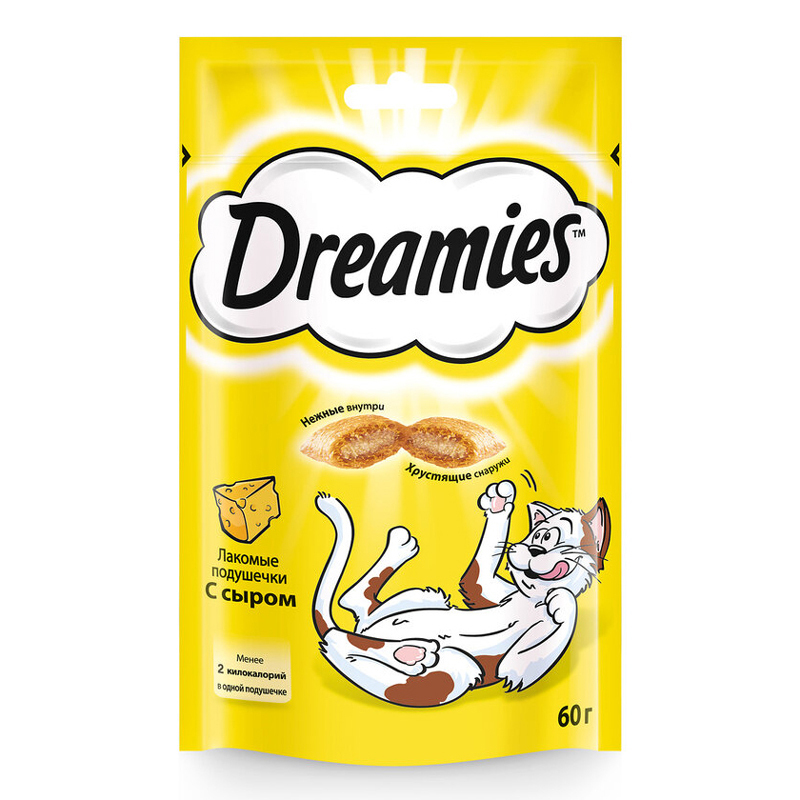 Guloseima para gatos Dreamies saborosas almofadas com queijo 60g