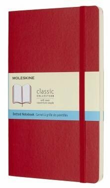 Moleskine notatbok, Moleskine 192 s. 13 * 21cm CLASSIC SOFT stiplet linje, mykt omslag, festende elastikk, rød