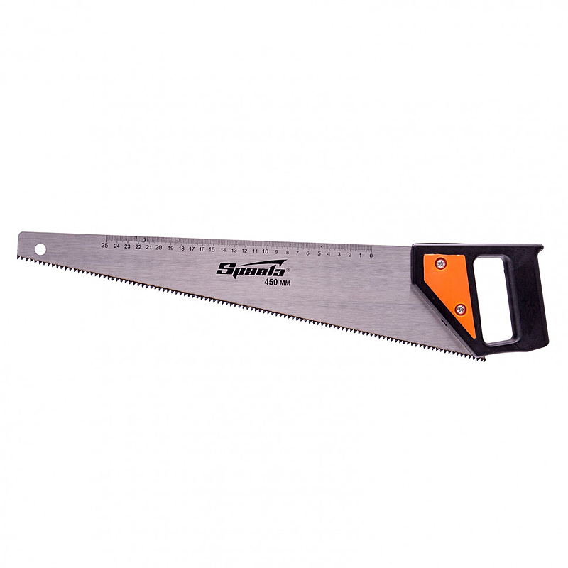 Hacksaw for wood, 450 mm, 5-6 TPI, hardened tooth, ruler, plastic handle Sparta