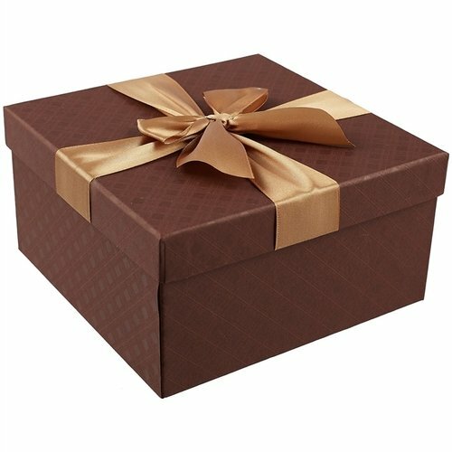 Caja regalo Rombo marrón 18 * 18 * 10cm, decoración. arco, cartón