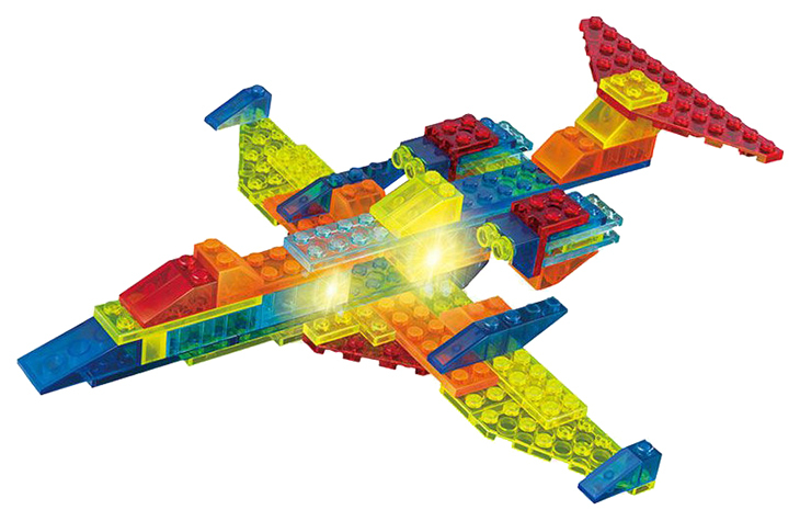 Konstruksjonssett plast Crystaland Luminous 6 in 1 Airplane, 73 deler