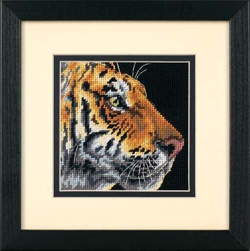 Afmetingen borduurpakket art. DMS-07225 Majestueuze tijger 13x13 cm