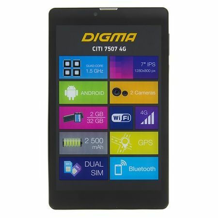 Surfplatta DIGMA CITI 7507 4G, 2GB, 32GB, 3G, 4G, Android 7.0 svart [l707ds]