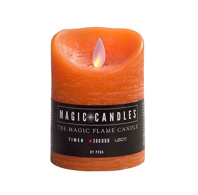 Lampada a candela in cera con fiamma viva, 10 * 7,5 cm, arancione, batteria MB-20199