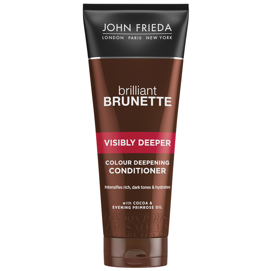 John Frieda Brilliant Brunette akivaizdžiai gilesnis kondicionierius sodriam tamsių plaukų atspalviui: kainos nuo 510 USD