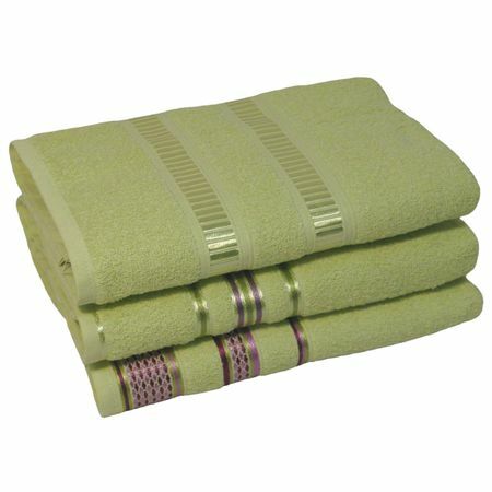 Badstof handdoek CASA IN Tomy 49x80cm assorti groen / verschillende randen /, art.2018051