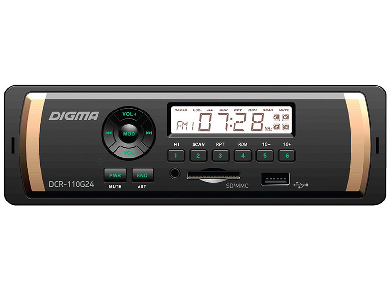 Gravador de fita auto-rádio DIGMA DCR-110G24