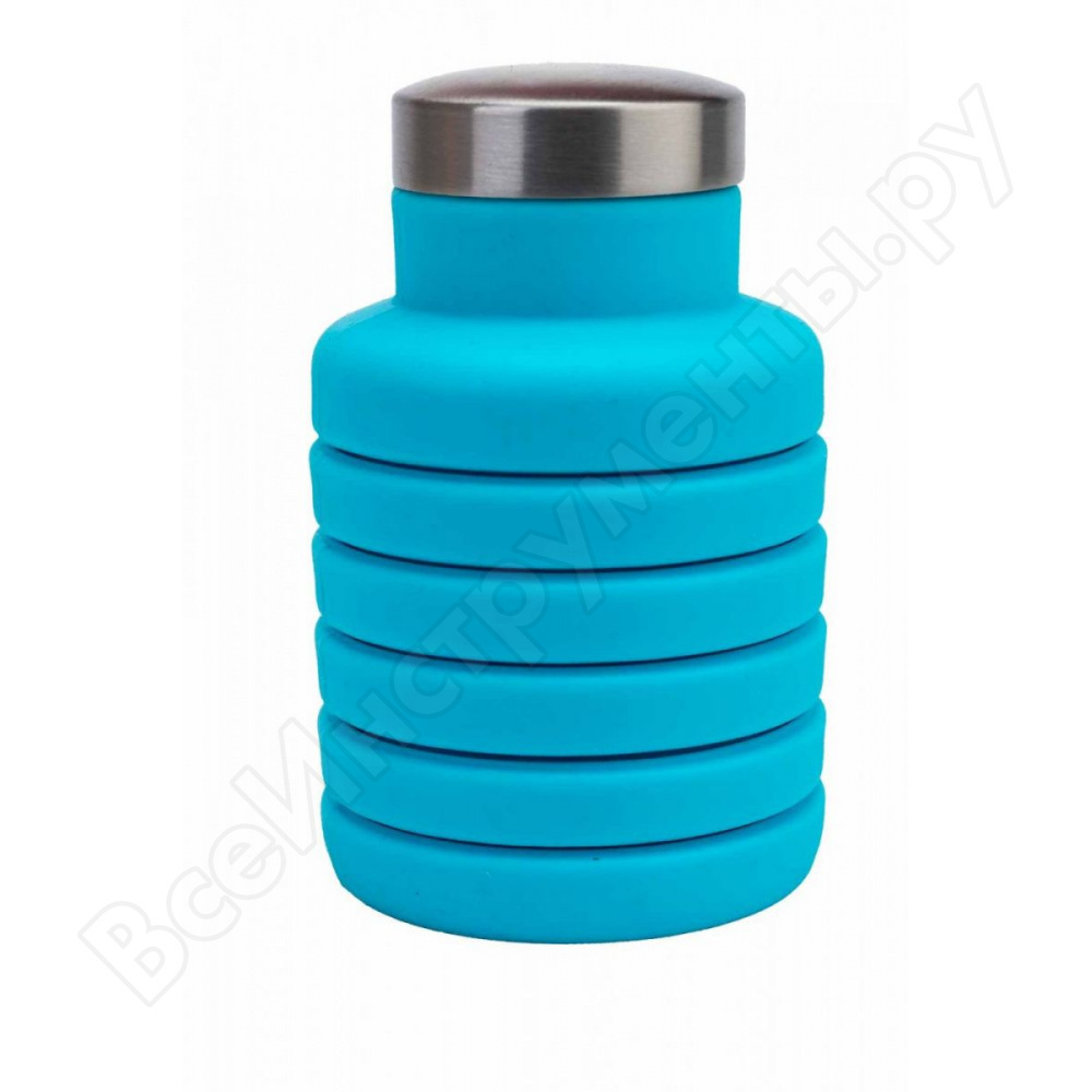 Botella de agua de silicona plegable Bradex con tapa 500 ml, azul tk 0270