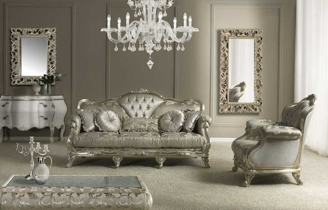 Sofá clásico en la sala de estar: características en el interior de la habitación, diseño fotográfico.