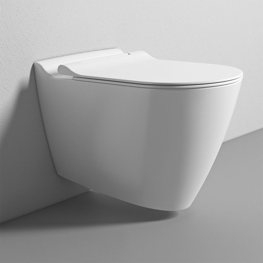 Vegghengt toalett uten kant med bidetfunksjon med mikroløftsete Bien Mineral MNKA052N1VP1W3000