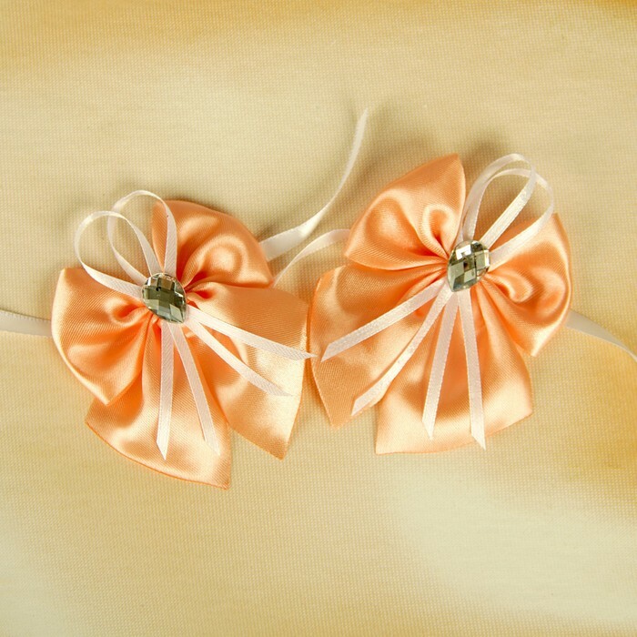 Bow-butterfly wedding for decor satin 2pcs peach