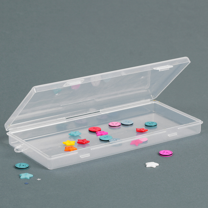 Recipiente de armazenamento de itens pequenos, 17,5 * 8,5 * 2 cm, cor transparente