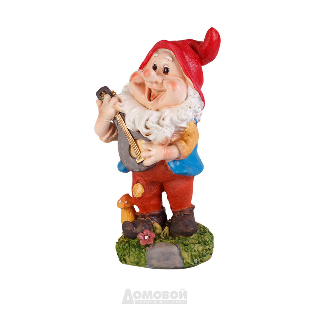 Figura de jardim, HOME DECOR Gnome com um violão, 10.7х9.3х20.5cm, poliresina