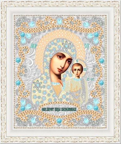 Drawing on fabric (Beads) SKATE art. 7116 Mother of God of Kazan 15x18 cm