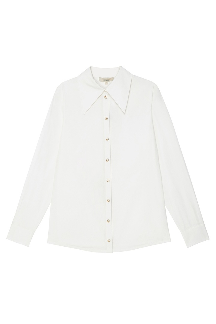 Hvid bluse med pyntede knapper