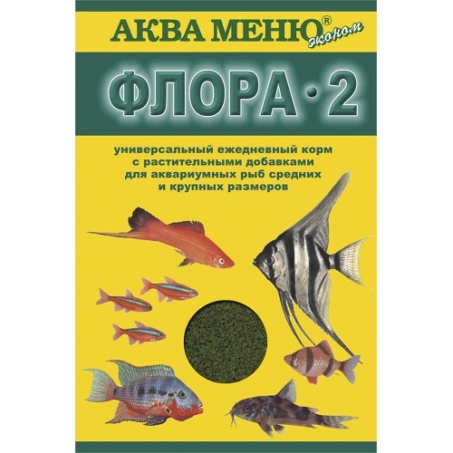 מזון דגים אקווה תפריט פלורה -2, גרגירים, 30 גרם