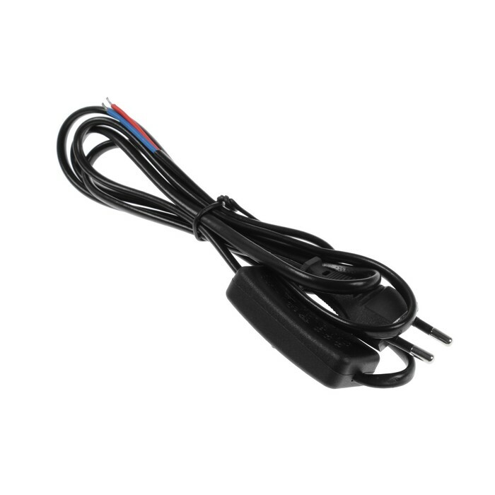 Cable de alimentación con interruptor para aplique, 1,5 m, ШВВП 2 х 0,5 mm2, negro