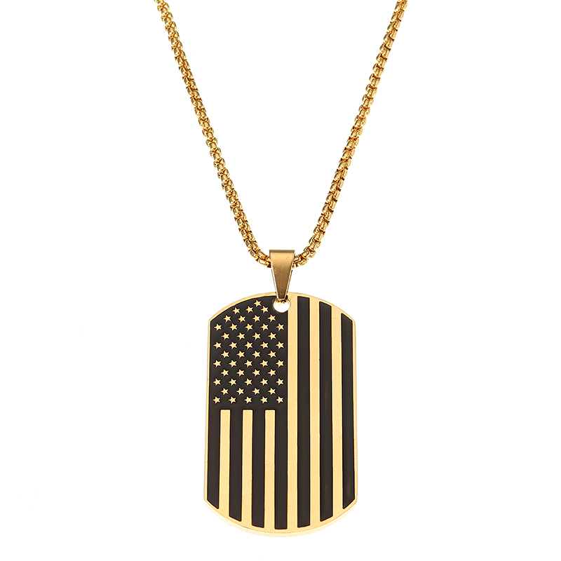 Americká vlajka Sportovní titanový ocelový náhrdelník Módní pánské doplňky pro muže ženy