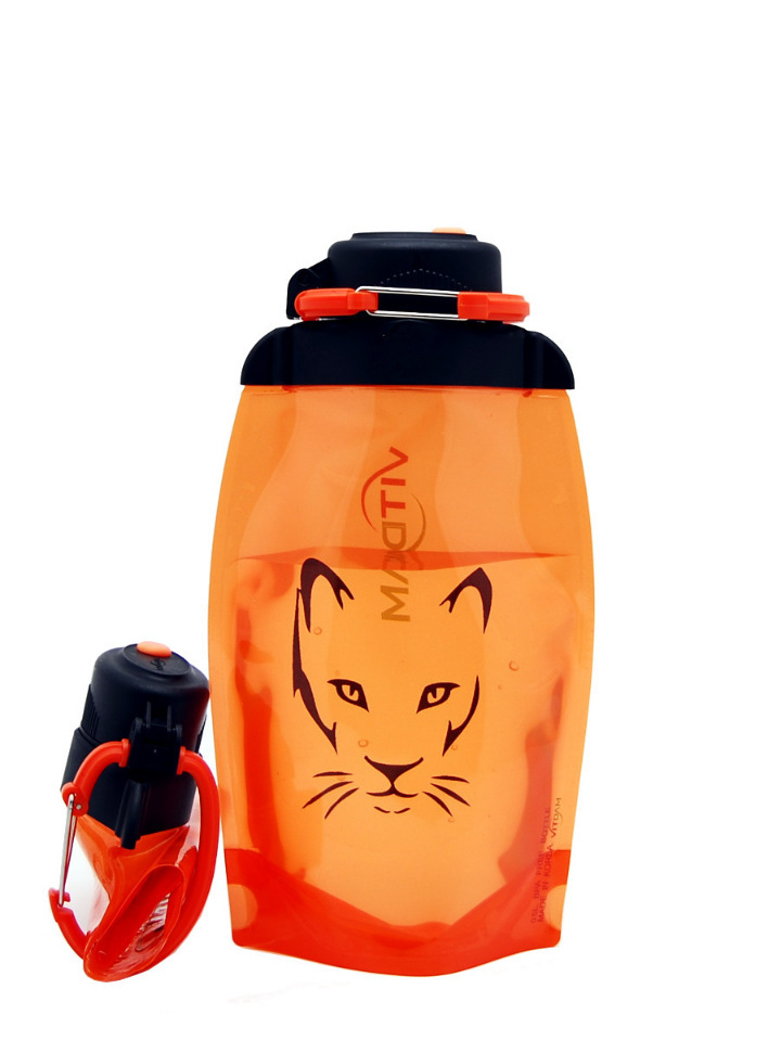 Zložljiva eko steklenica, oranžna, prostornina 500 ml (izdelek B050ORS-1306) s sliko