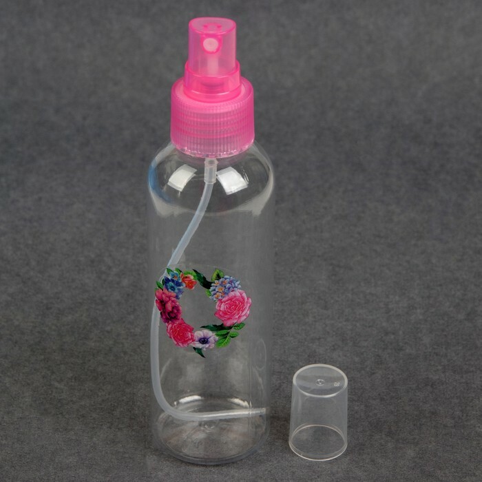Förvaringsflaska " Blommor", med spray, 50 ml, rosa