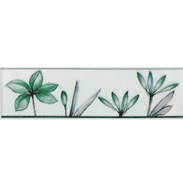 Ceramic border NZKM Valentino Flowers green 200x57 mm