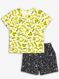 Rinkinys berniukui Bananai (šortai + marškinėliai), brūkšnys, dydis 110, aukštis 105-110 cm