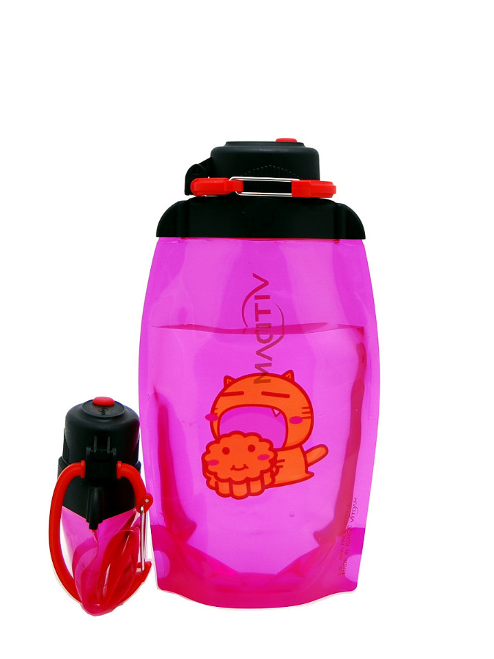 Składana eko butelka VITDAM, różowa, pojemność 500 ml (art. B050PIS-209) ze zdjęciem