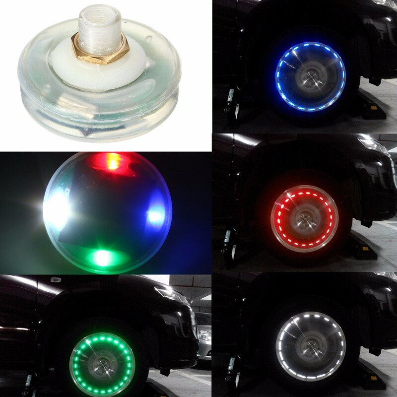 Zonne-energie LED Motorfiets Auto Auto Flash Wiel Band Ventieldop Neon Light Lamp: