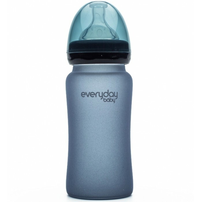 Mindennapi babapalack üveg hőmérséklet -jelzővel és védő szilikon bevonattal 240 ml