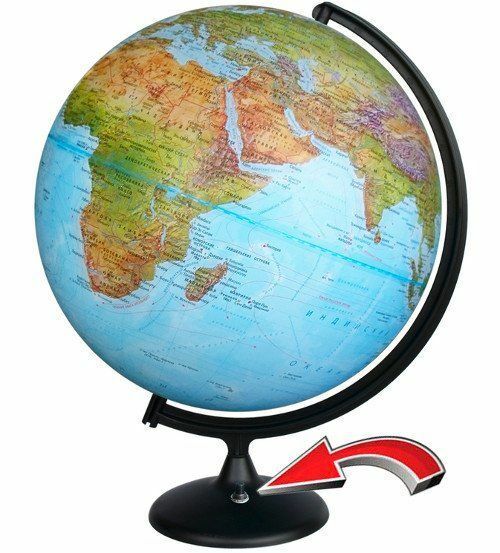 Globus fizyczno-polityczny, podwójna mapa, podświetlany bateryjnie, 420 mm