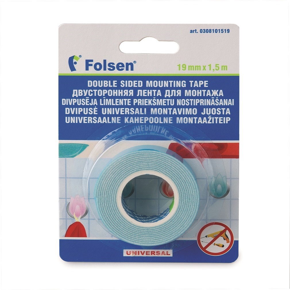 Dobbeltsidig tape FOLSEN 19mm x 1,5m montering