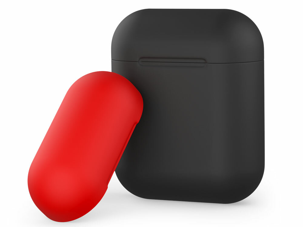 AirPods için Deppa Silikon Kılıf, İki Ton (Siyah / Kırmızı)