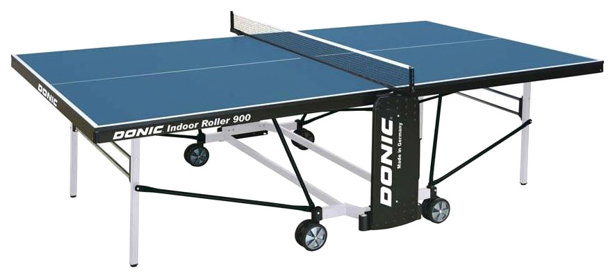 שולחן טניס דוניק רולר מקורה 900 כחול, עם רשת