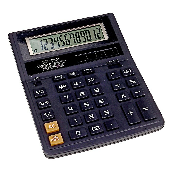 Desktopcalculator 12-cijferig SDC-888T 1-Coin Batterijgevoed
